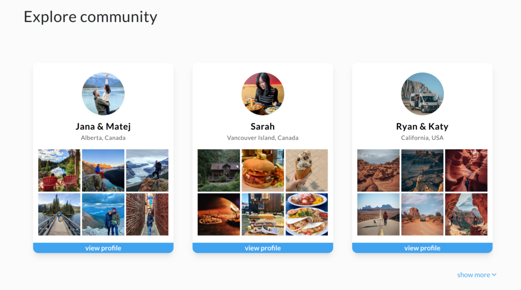 Arvel App explore communities, example image. 