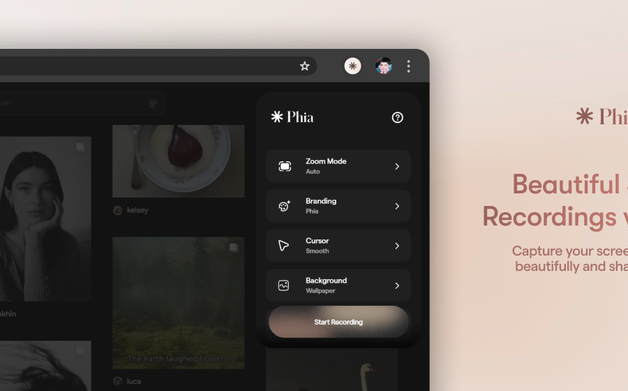 Phia a browser-based screen recording